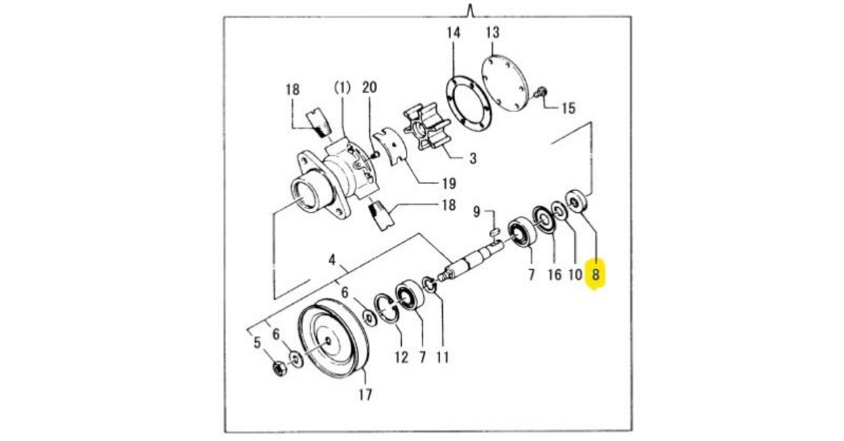 Kit Réparation Pompe Eau De Mer Yanmar 3QM30 – GHmarine 721575-42702MJK
